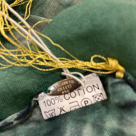 Elizabeth Gillett Riley Cotton Multi Colored Scarf with Yellow Tassels - Picture 13 of 13